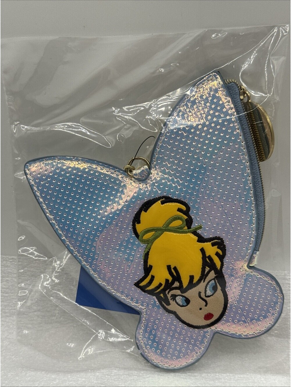 Danielle Nicole Disney Tinkerbell Holographic Wing Coin Purse 2017 Keychain NWT